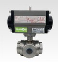 VALVOLA A SFERA A 3 VIE CORPO CORPO ACCIAIO INOX AISI 316L, FORATURA T/L, FINITURA LUCIDA