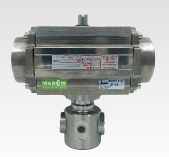 VALVOLA A SFERA A 3 VIE CORPO CORPO ACCIAIO INOX AISI 316L PER ALTA PRESSIONE , FORATURA L, FINITURA LUCIDA